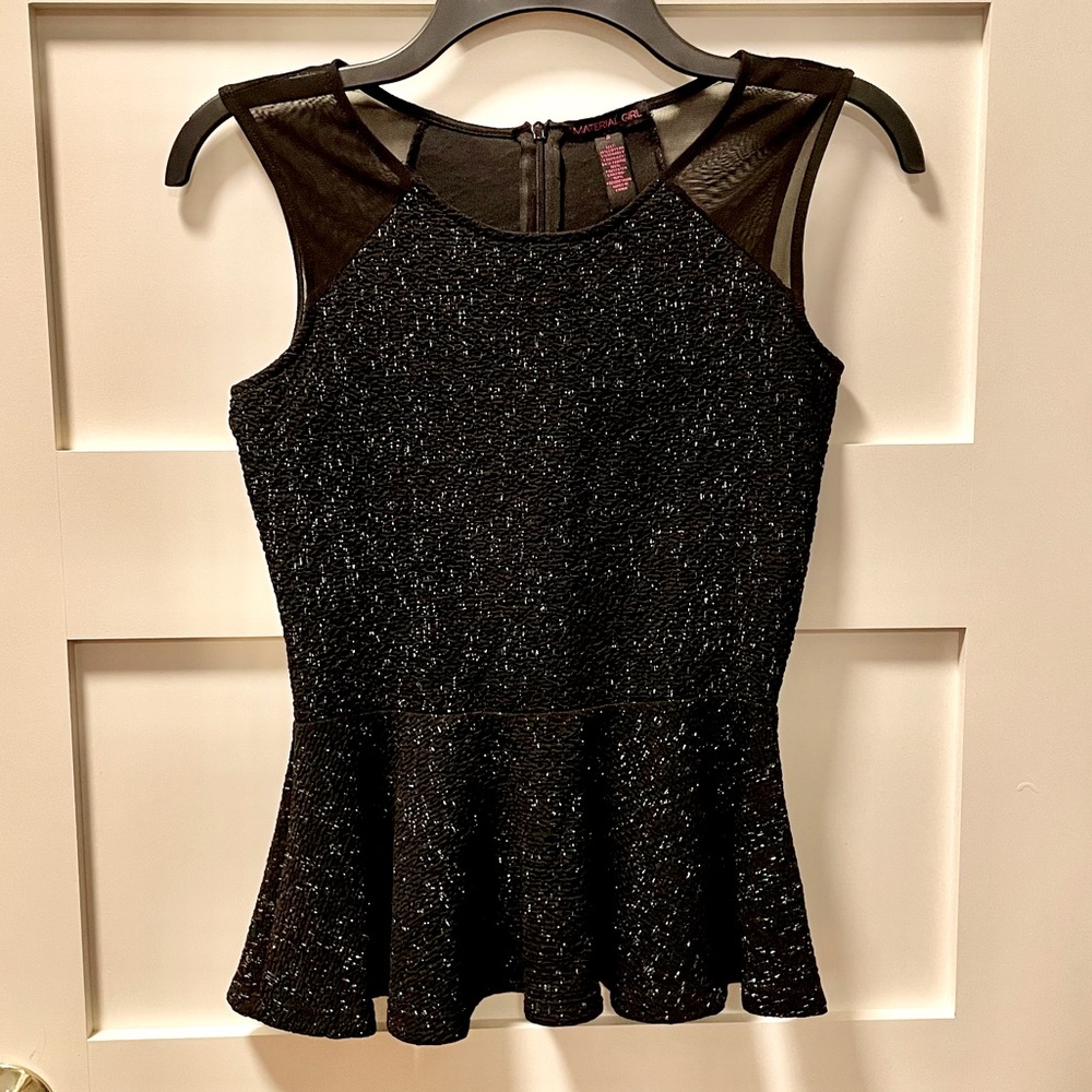 Peplum Mesh Shoulder Top